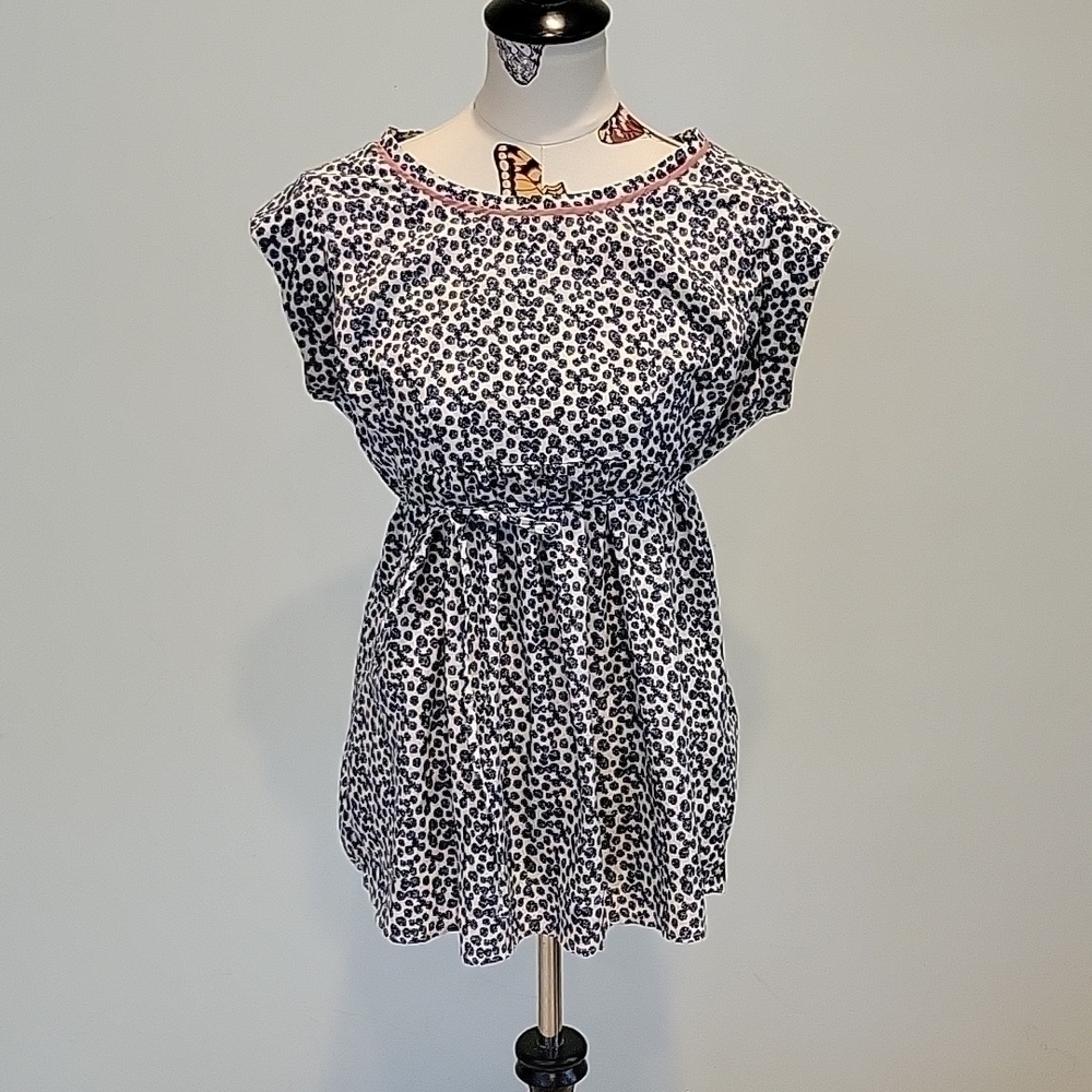MOTHERHOOD blue and white short sleeved scoop necked maternity top size Large